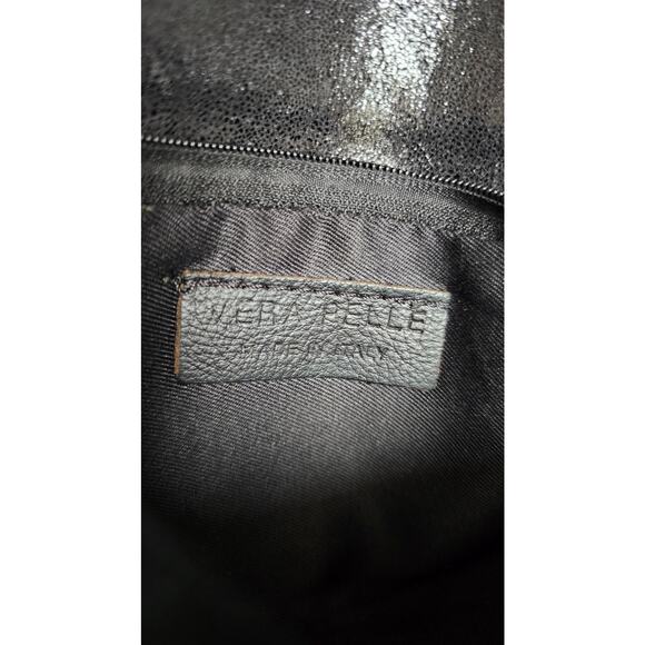 Vera Pella Italy Black Leather Chain Crossbody Purse Bag - Picture 7 of 10